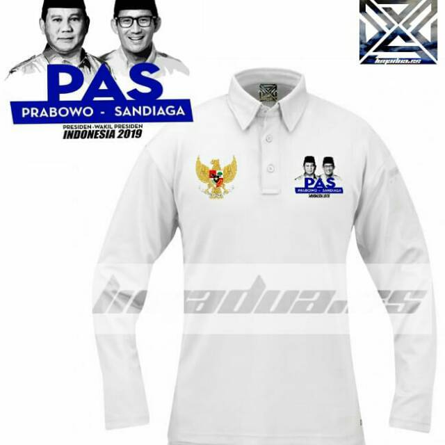 Kaos polo panjang Prabowo Sandi.kaos kerah panjang Prabowo Sandi
