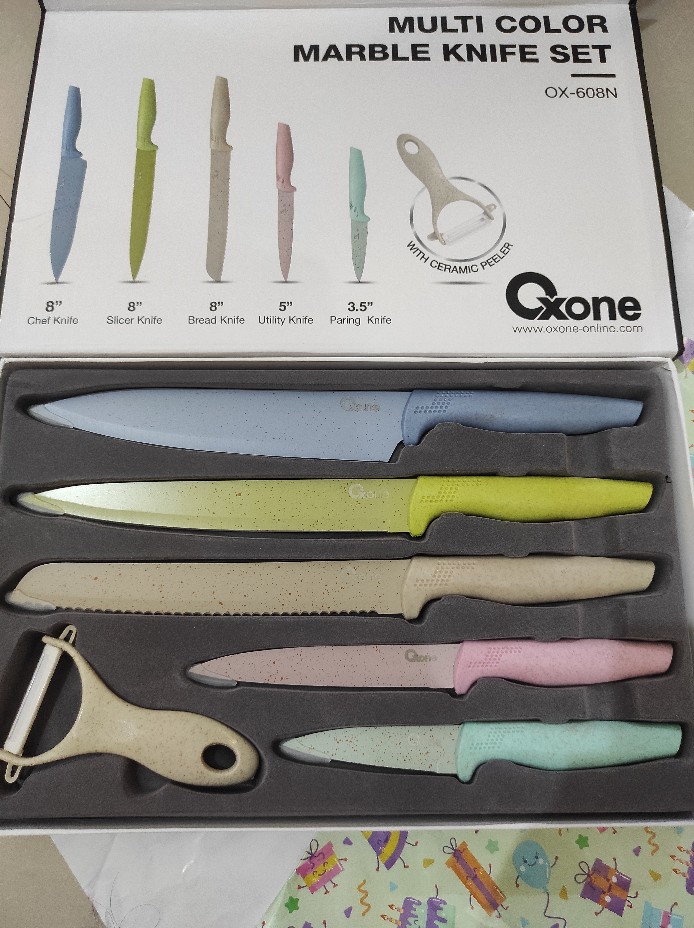 Oxone Black Marble Pisau Dapur Knife Set Ox-605 / Ox-609n - Hitam / Ox-608n - Warna / Ox-617 - Putih