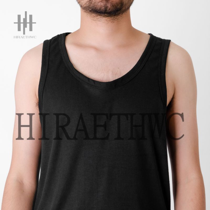 Hiraethwc:Singlet Polos Singlet Hitam Katun Tanktop Pria Wanita Keren Murah Terbaik