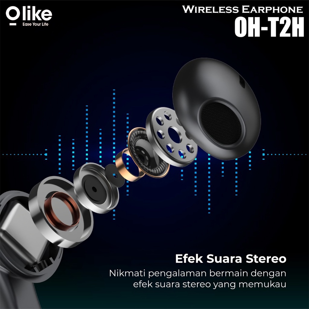 Olike Hero-T TWS OH-T2H Headset Bluetooth 5.1 Earphone Ultra HD Audio Handsfree EARBUDS Garansi Resmi 1 Tahun OHT2H