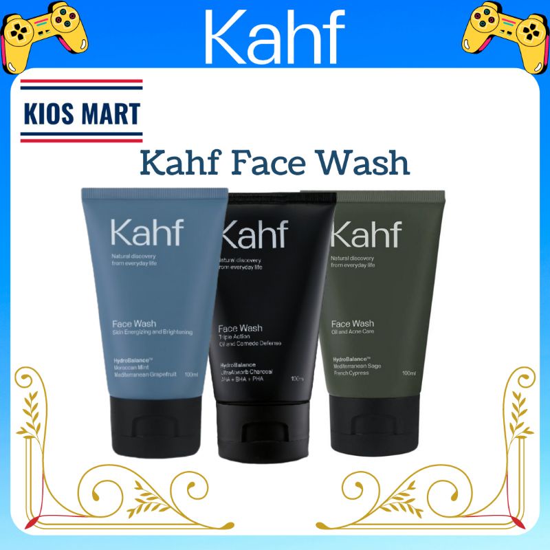 Kahf Men Face Wash 100ml &amp; 50ml | Oil &amp; Acne Control | Skin Energy &amp; Brightening | Oil &amp; Comedo Defense