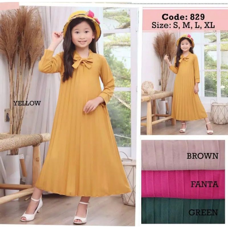 GAMIS PLISKET ANAK PEREMPUAN 3-10 TAHUN / GAMIS ANAK / BAJU MUSLIM ANAK