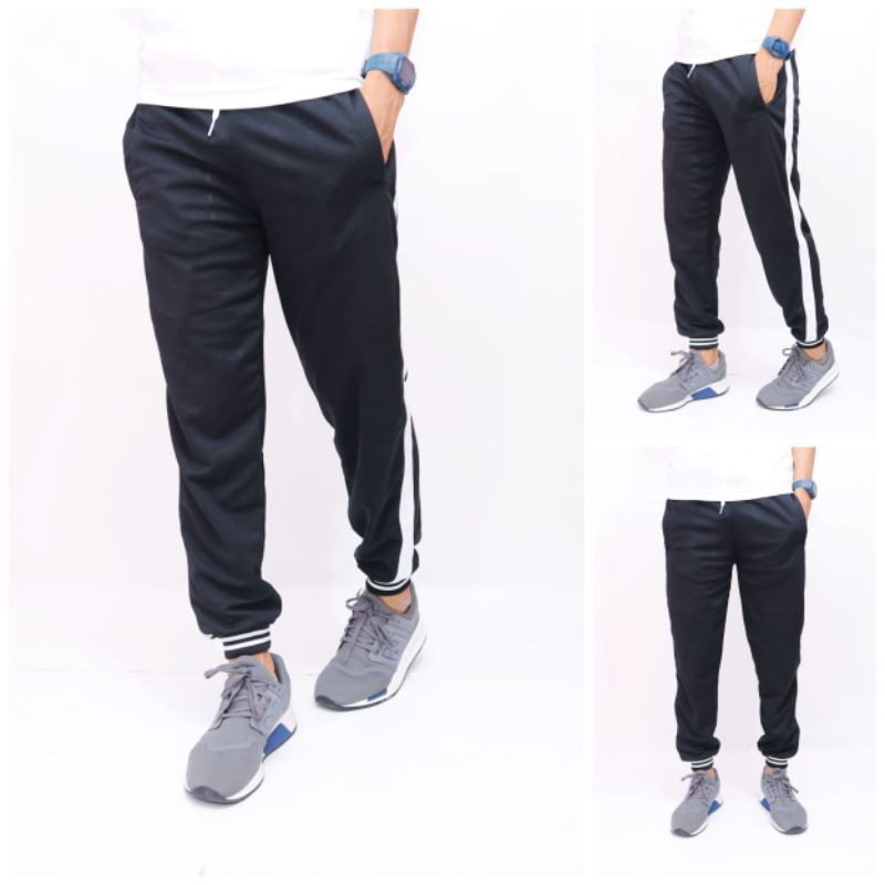 AHK / celanq jogger list putih / jogger casual / jogger sporty / jogger pria / jogger wanita