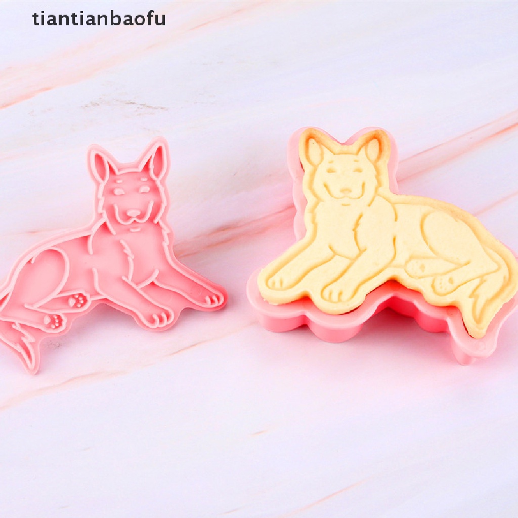 6 Pcs Cetakan Kue / Biskuit Bentuk Anjing Kucing 3D Model Tekan