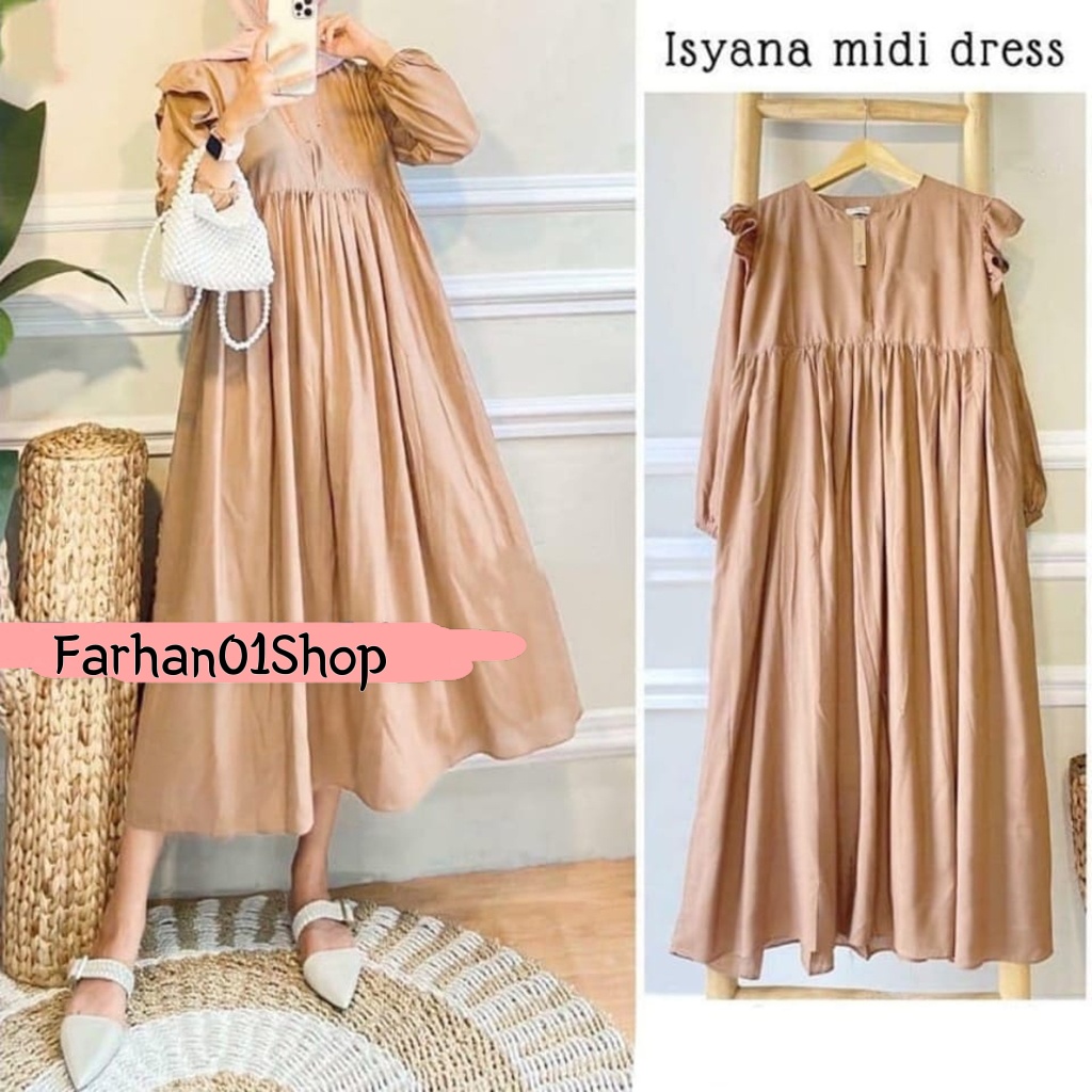 GAMIS ISYANA MIDI DRESS FASHION MUSLIM TERBARU