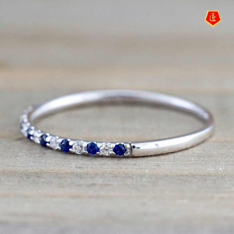 [Ready Stock]Inlaid Moissanite Ring Silver Simple All-Match