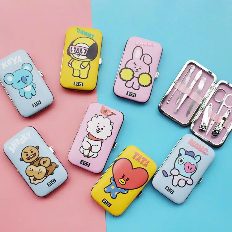 7pcs Gunting Kuku BTS BT21 KPOP Nail Care Cutter Cuticle Set Pedicure