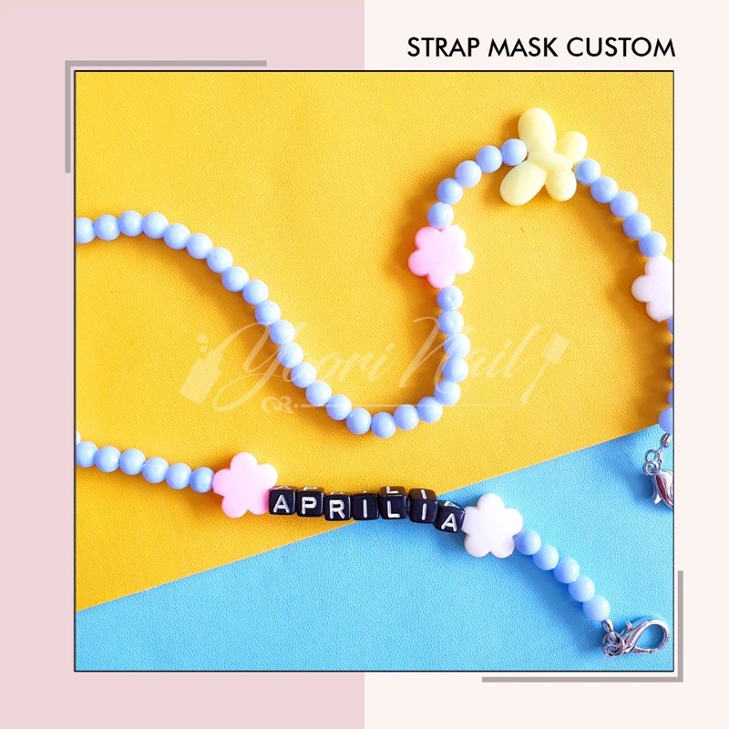 Strap masker custom nama strap tali masker custom kalung masker manik anak dewasa