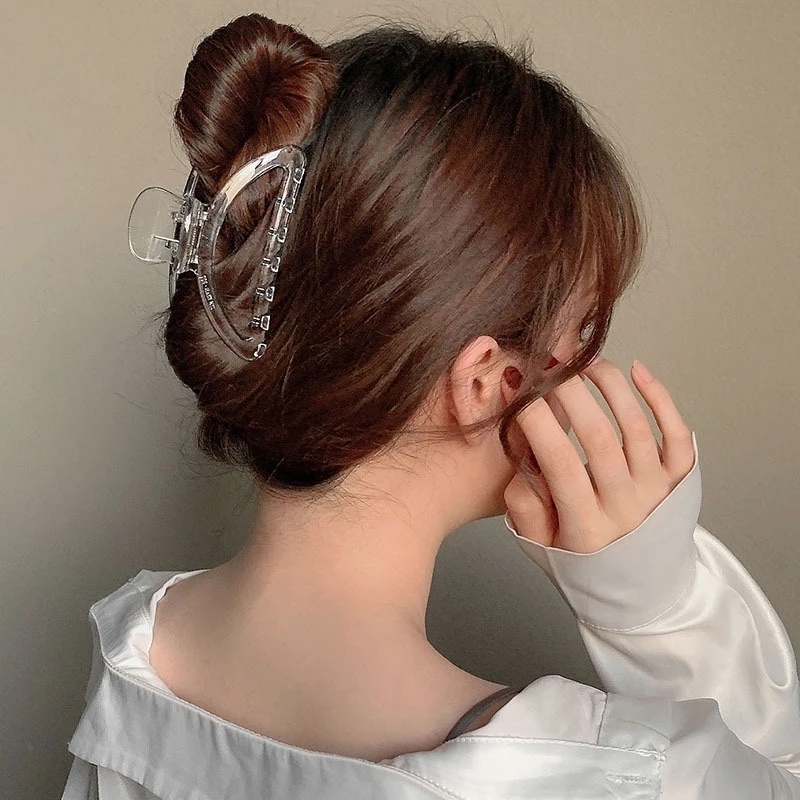 Jepit Rambut Ekor Kuda Hias Mutiara Transparan Gaya Kasual Untuk Wanita