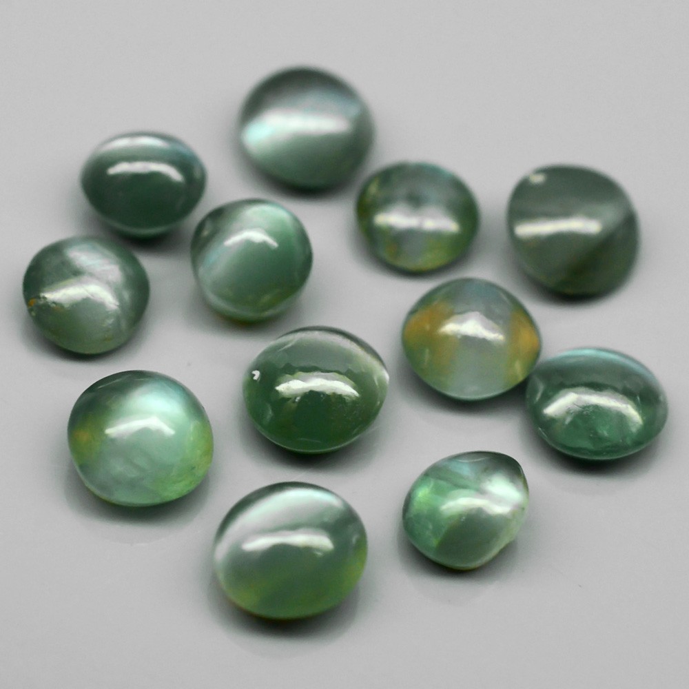 Lot 2.8-3.3mm Round Cabochon Natural Green Sharp Cat's Eye Alexandrite 2.04Ct AXD007