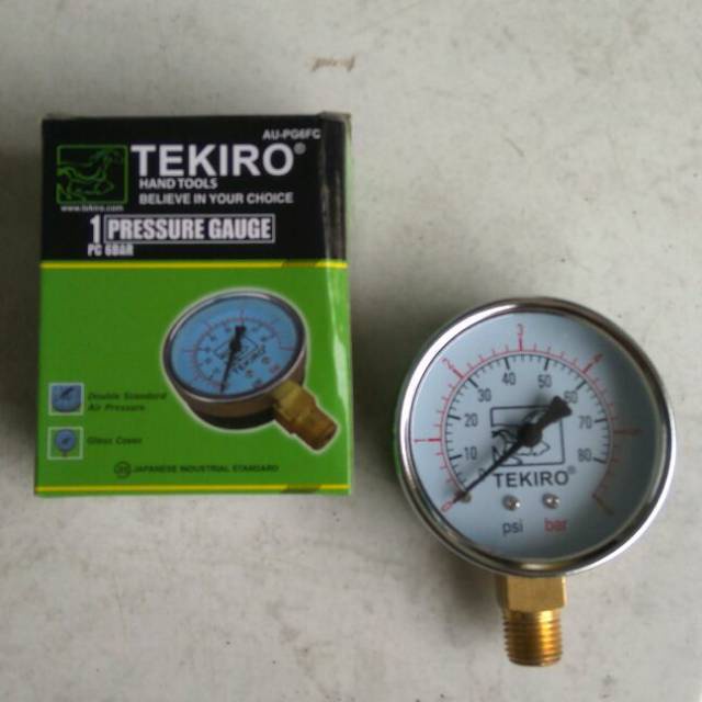 TEKIRO PRESSURE GAUGE AU-PG0986 Tekiro ALAT UKUR TEKANAN ANGIN KOMPRESOR 4 Bar Pengukur Tekanan