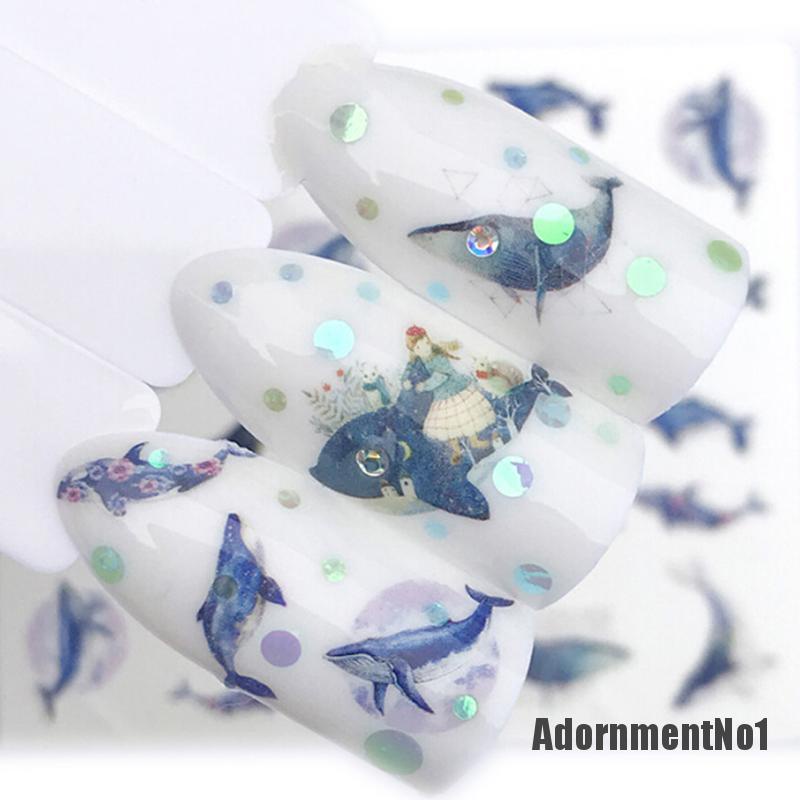 (Adornmentno1) 2pcs Stiker Kuku Motif Serigala Untuk Nail Art