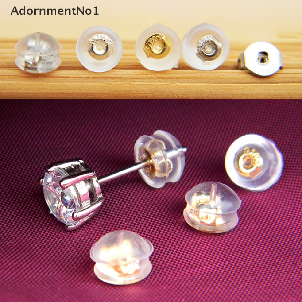 (AdornmentNo1) 10pcs / Set Stopper Belakang Anting Tusuk Bentuk Kacang Transparan Untuk Perhiasan