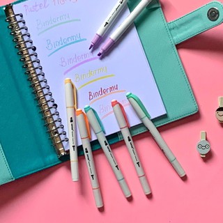 Bindermu Highlighter Dual Tip Pen Pastel Color