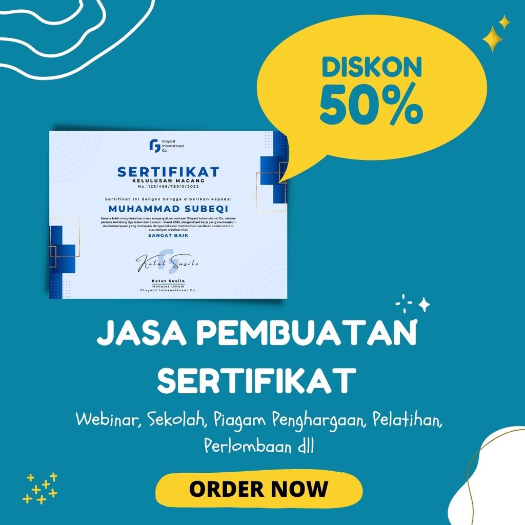 Jasa Pembuatan & Desain Sertifikat Webinar/Pelatihan