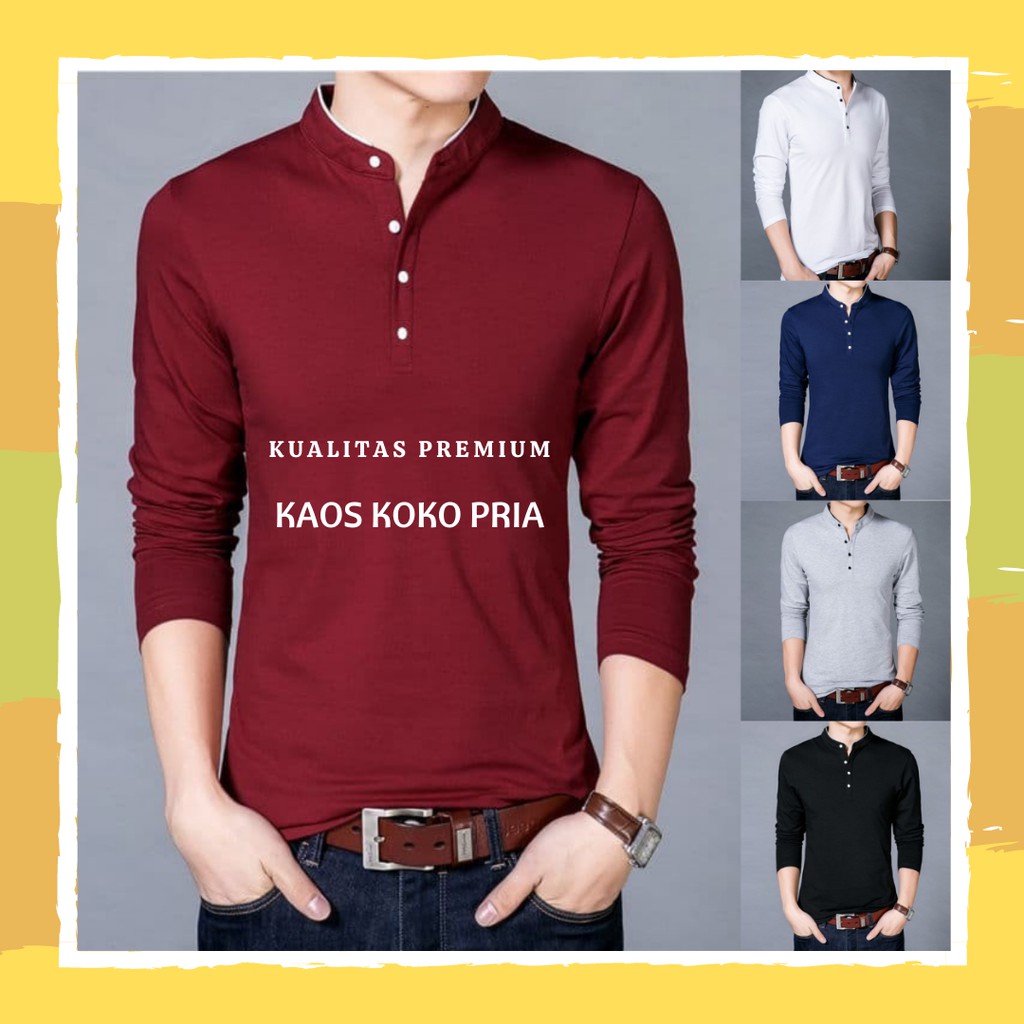 Kaos koko pria / kaos shanghai pria / kaos muslim pria / kaos pria lengan panjang bahan cotton