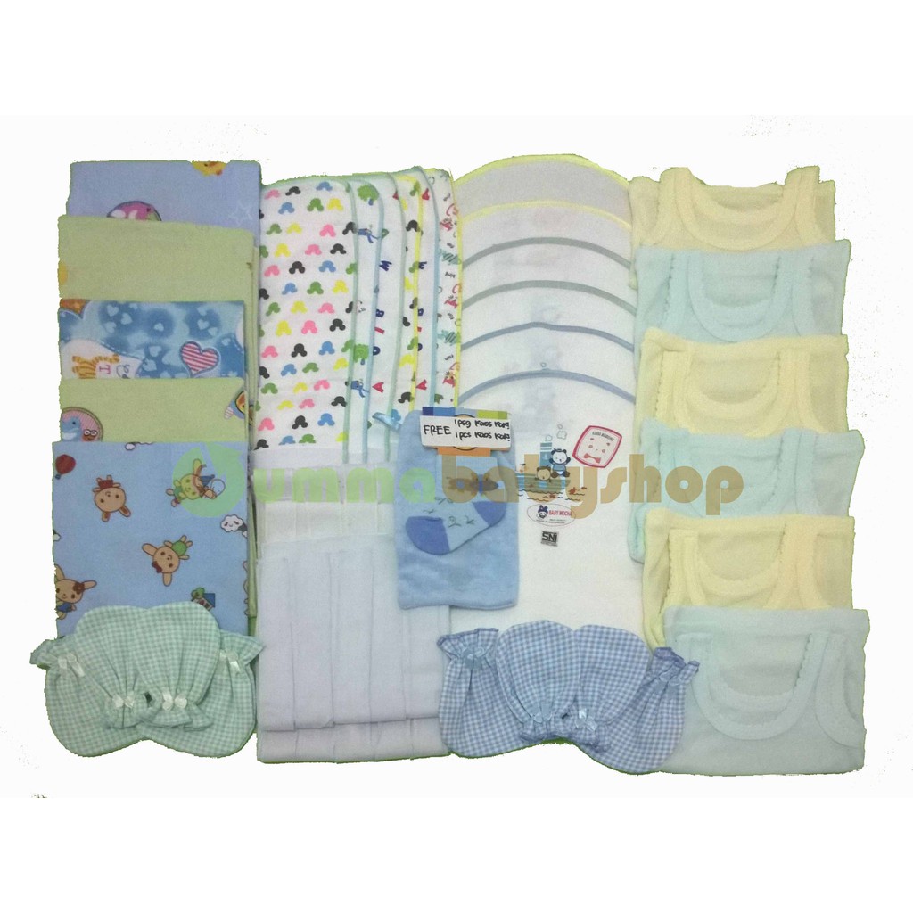 35pcs Perlengkapan Bayi Baru Lahir Baby Newborn Gift Set Popok Alas Ompol Gurita Singlet Boy Kado-1