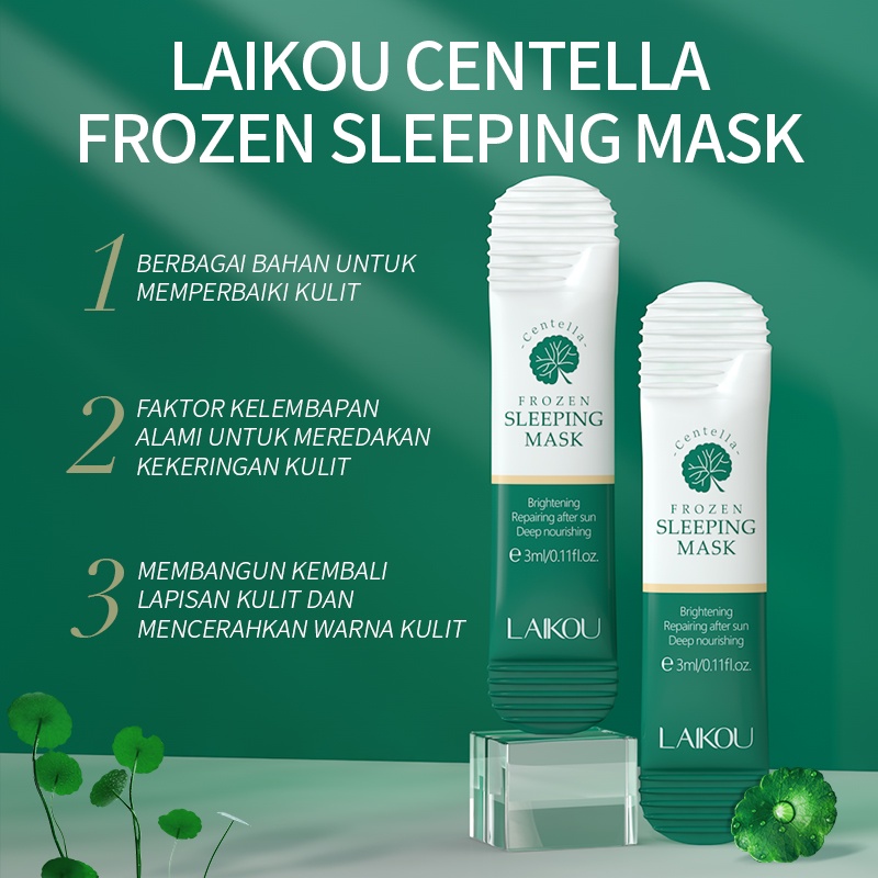 LAIKOU Centella Soothing Gel Cica Sleeping Mask Krim Wajah 3ml