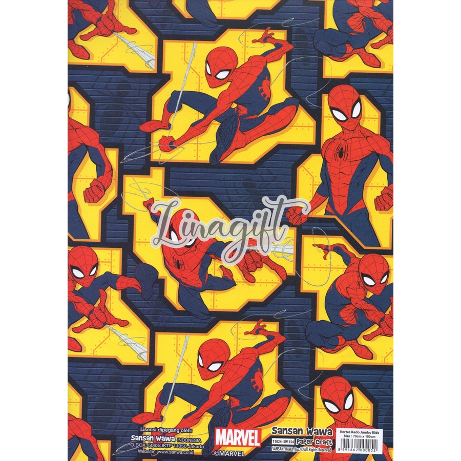 ( 5 Lembar ) JUMBO HEROES - KERTAS KADO SANWA - GIFT WRAPPING PAPER SANSAN WAWA SUPERHEROES BIRTHDAY BOY SPIDERMAN CAPTAIN AMERICA THE FLASH AVENGERS HULK IRON MAN