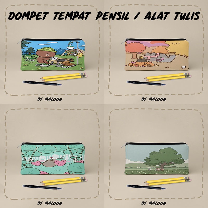 Dompet Tempat Pensil Alat Tulis alat makeup bahan Kanvas MOTIF LUCU 5