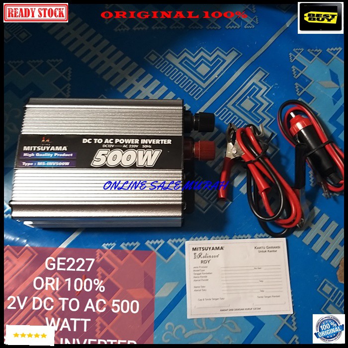 GE227 mitsuyama ori 100% adaptor power Inverter adapter 12v DC to AC 500 Watt wat usb 5v aki accu mo