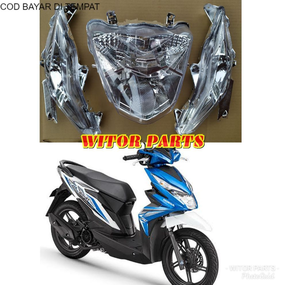 Termurah MIKA LAMPU DEPAN SET REFLEKTOR LAMPU DEPAN + LAMPU SEN DEPAN HONDA BEAT FI NEW ESP 2017 2018 2019 Aufia Sparepart Motor