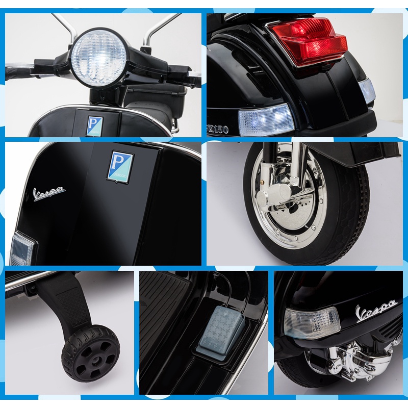 Mainan Aki Motor Anak Yukita 002 Vespa PX150 License - Hitam