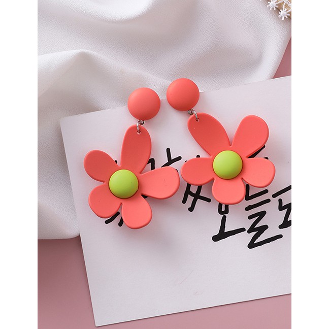 LRC Anting Tusuk Fashion Flower Contrast Earrings F69683