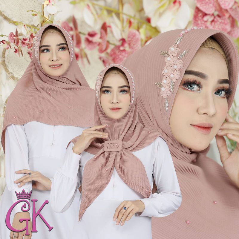 PET BUNGA SAKURA GK / JILBAB INSTAN / JILBAB PET PLISKET GESPER /JILBAB PLISKET INSTAN / HIJAB PLISK