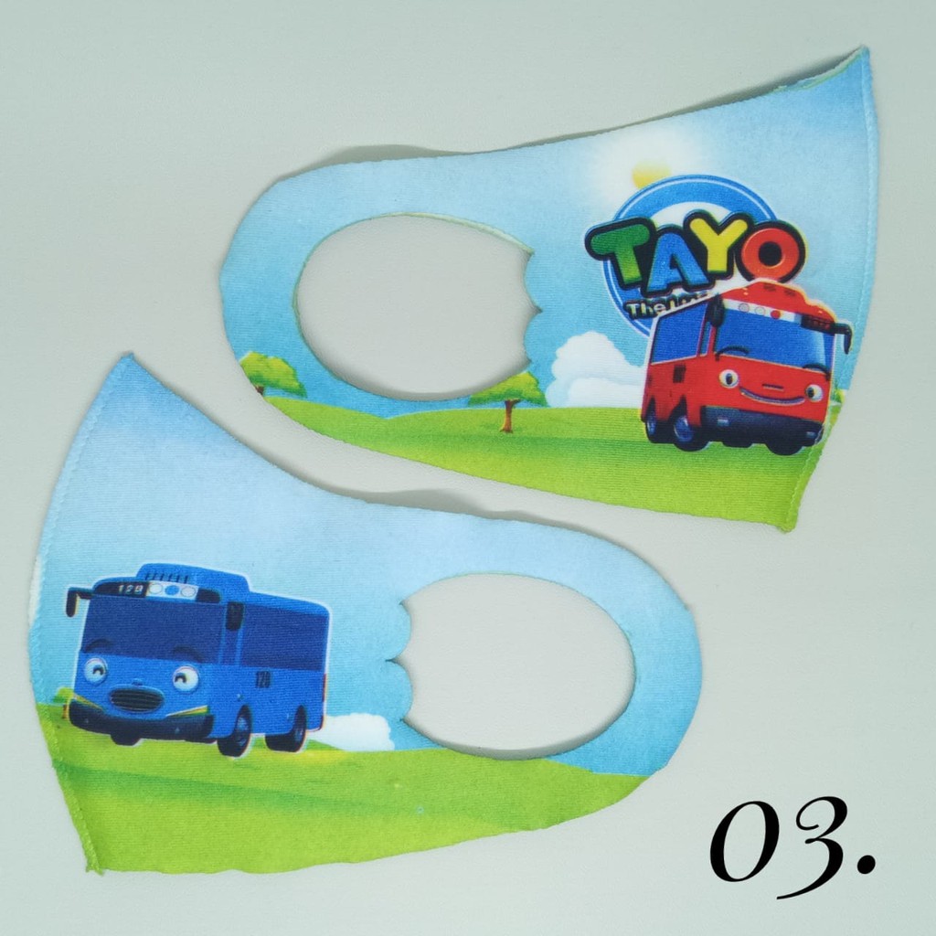 Arnis Masker Anak Non Medis Bahan Scuba Tebal dengan Motif Printing Lucu Bergambar / COD