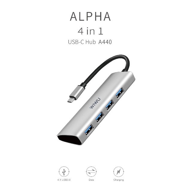 WIWU ALPHA A440 - 4 in 1 USB-C Hub Adapter - USB-C to 4 USB 3.0