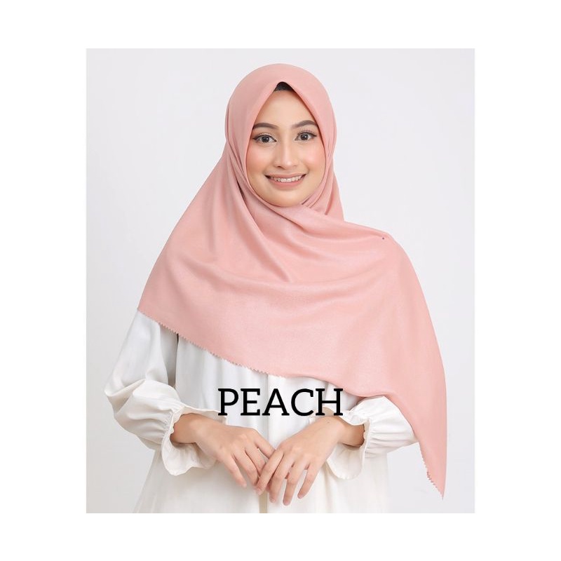 LUXURY PLAIN LC BY UAMAMA SCARF TEPI LACER CUT HIJAB/KERUDUNG GLOWING PESTA MEWAH SEGI EMPATi-PEACH