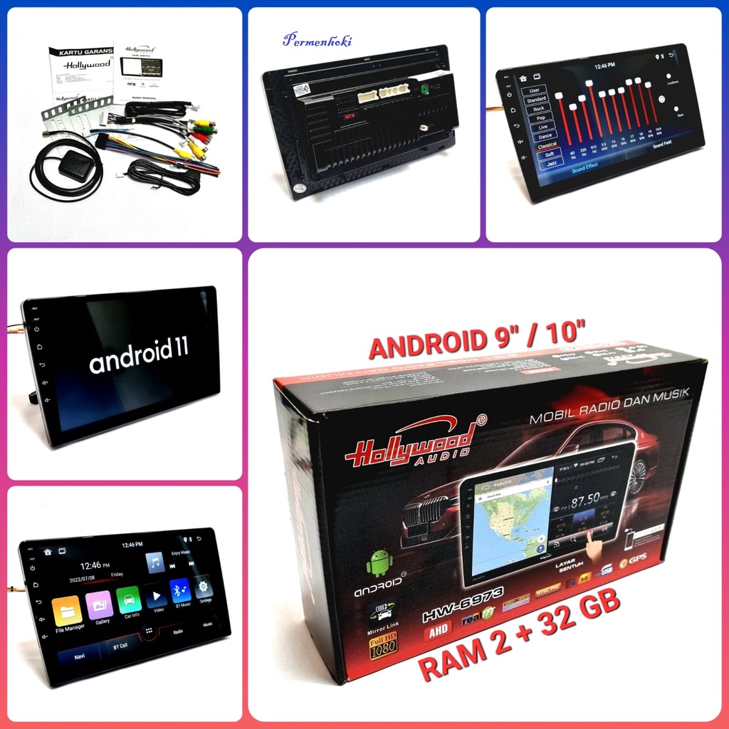 HEADUNIT ANDROID 9 INCH / 10 INCH HOLLYWOOD HW-6973 RAM 2GB + 32GB