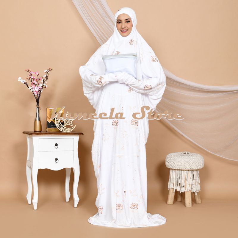 NURLIAFASHION - Mukena terusan /mukenah lajuran dewasa katun rayon bordir - rukuh dewasa