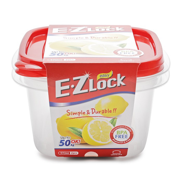 promo Lock&Lock Food Container EZ Lock - 970mL - 2Pcs