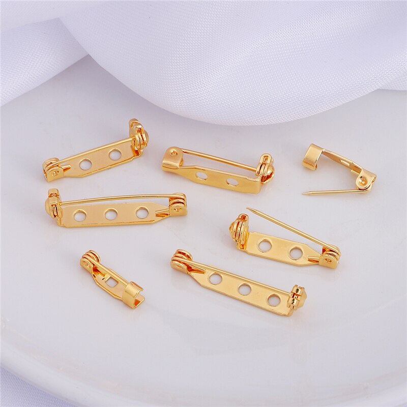 2pcs Bros Pin Kosong Lapis Emas 18K Untuk Membuat Perhiasan