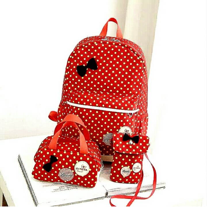 ARMELIA SHOP-TAS RANSEL ANAK PITA POLCADOT CUTE-TAS ANAK NGAJI-TAS SEKOLAH ANAK REMAJA BISA [ COD ]