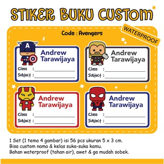 Jual 56 PCS Stiker Nama Buku / Stiker Custom Nama Buku Sekolah Anak