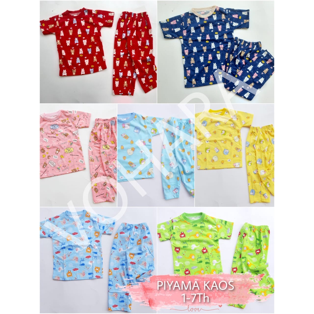 VOHARA Piyama Anak Bahan Kaos 1-6 Tahun Piyama Anak Full Printing Piyama Anak Karakter