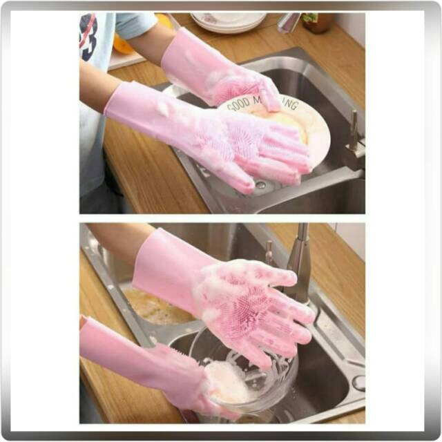 MAGIC SILICONE GLOVE SARUNG TANGAN SIKAT CUCI PIRING PRAKTIS MULTIFUNGSI