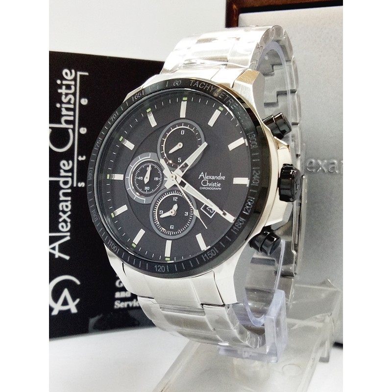 Jam Tangan Pria Alexandre Christie AC 6352 MC SVBL Original Stainless