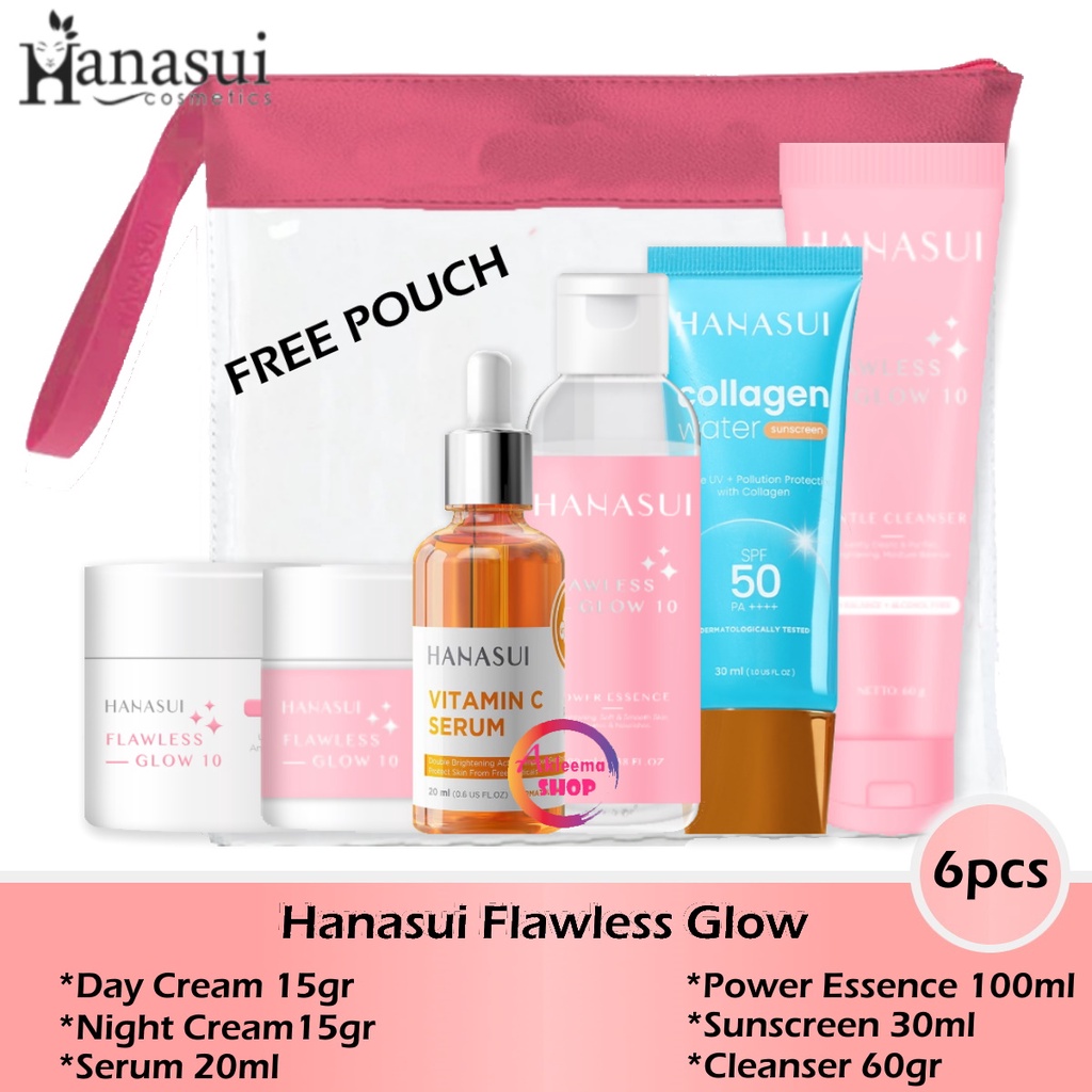 Paket Komplit Hanasui Normal Skin 6pcs (day cream+night cream+serum kuning+essence+sunscreen+cleanser)