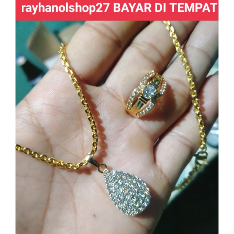 SET KALUNG NORI FREE CINCIN LIONTIN MOTIF PILIHAN LAPIS EMAS 22 K ANTI KARAT