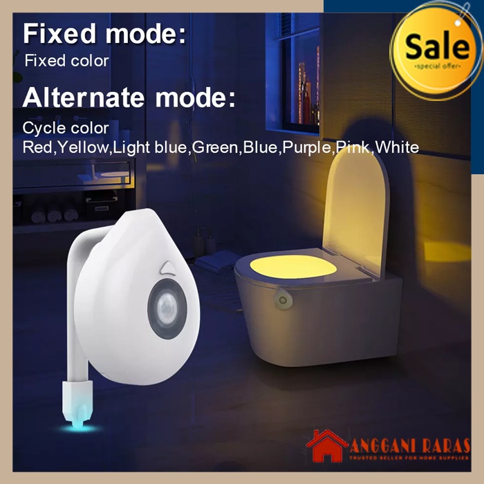 Lampu Sensor Lampu Otomatis Sensor Gerak RGB Toilet 8 Warna