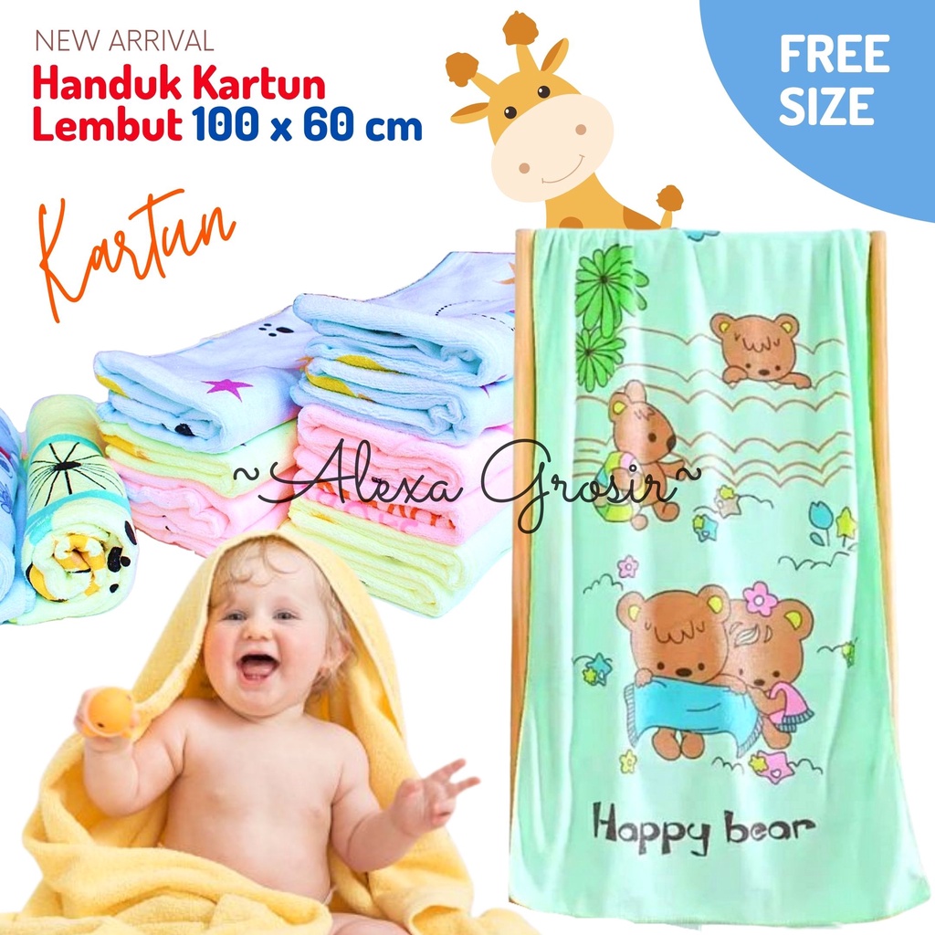 Handuk Bayi Besar Lembut Karakter Microfiber