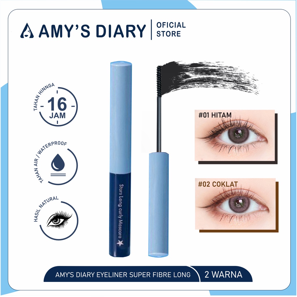 [BPOM] Mascara Waterproof AMY'S DIARY Curling Eyelash Long Lasting Tahan lama 100% ORIGINAL