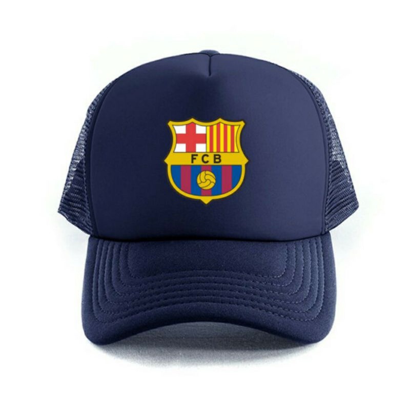 topi trucker jaring FC Barcelona Barca polos custom