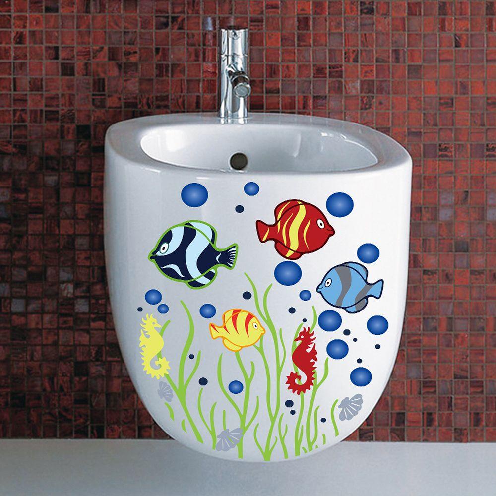 Preva Toilet Stiker Toilet 3D Mural Art Kamar Mandi Commode Ornamen Dunia Bawah Laut