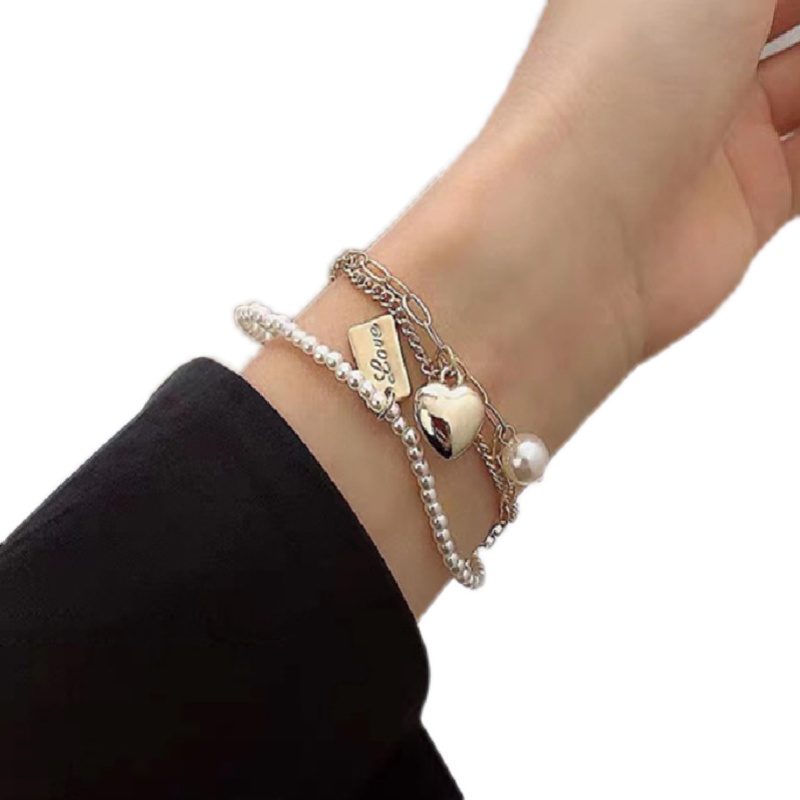 Three-layer Love Pearl Bracelet Accessories Fashion Personality Temperament