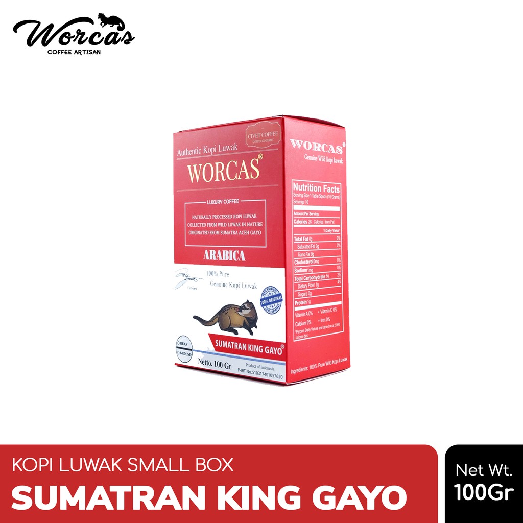 

WORCAS Kopi Luwak Liar Sumatran King Gayo 100gr - Small Box